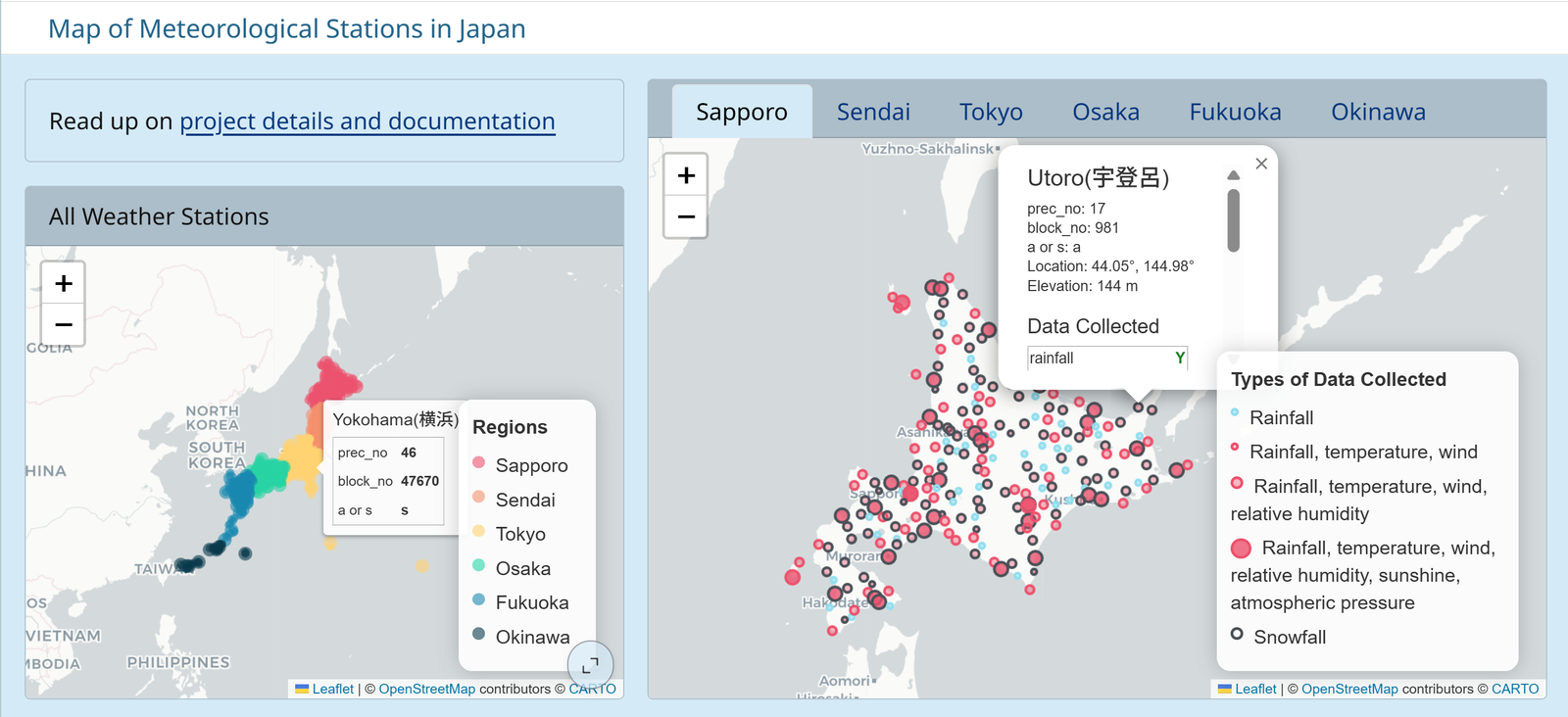 Map of the Japan Meteorological Agency (JMA) Automated Meteorological Data Acquisition System (AMeDAS) stations